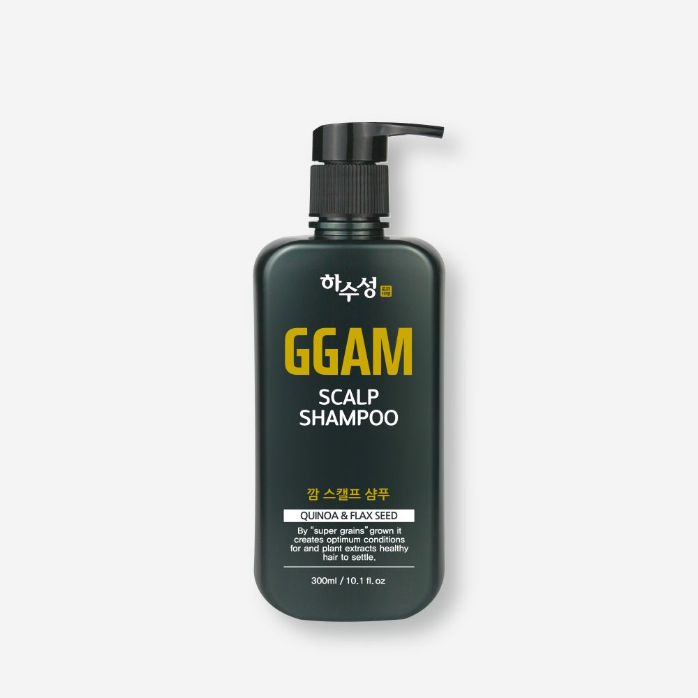 [HASUSUNG] GGAM Quinoa & Flax Seed Scalp Shampoo 300ml 750ml – Herbal Extracts for Hair Loss Relief, Refreshing & Non-Irritating with a Fresh Spring Scent - Made in Korea